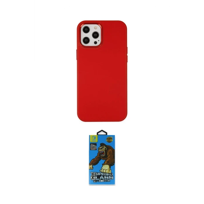ieg™ iPhone 12 Pro Max Kılıf Çekirdek Çizgi - Siyah 18D Cam Ekran Koruyucu