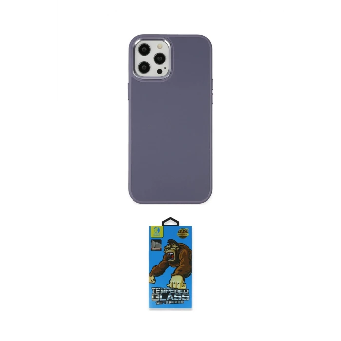 ieg™ iPhone 12 Pro Max Kılıf Çekirdek Çizgi - Siyah 18D Cam Ekran Koruyucu