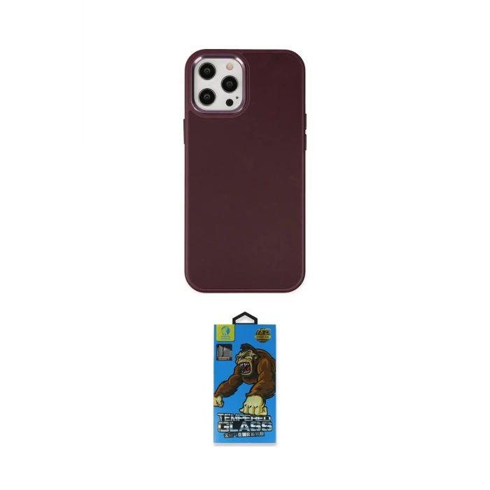 ieg™ iPhone 12 Pro Max Kılıf Çekirdek Çizgi - Siyah 18D Cam Ekran Koruyucu