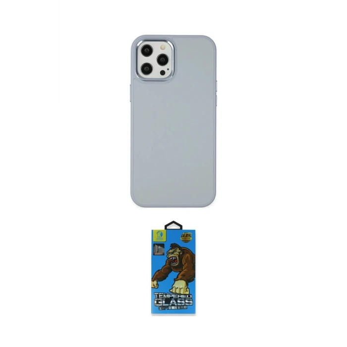 ieg™ iPhone 12 Pro Max Kılıf Çekirdek Çizgi - Siyah 18D Cam Ekran Koruyucu