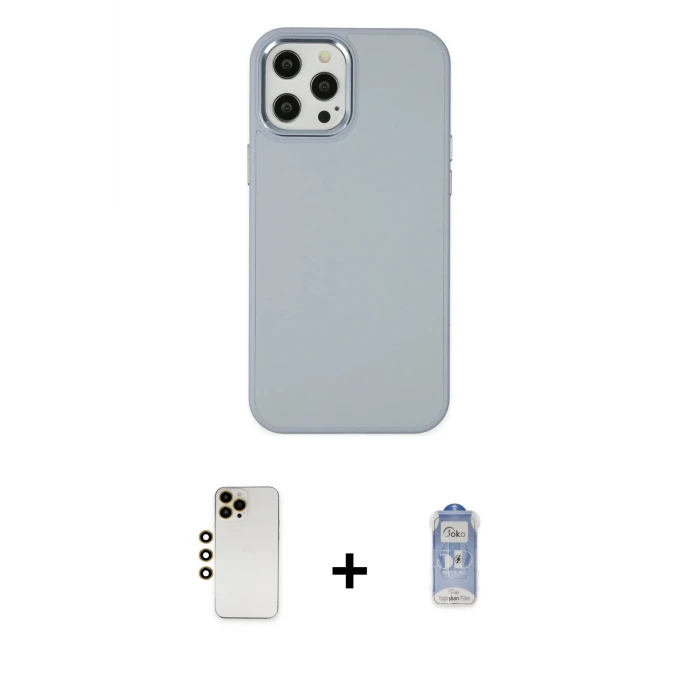 ieg™ iPhone 12 Pro Max Kılıf Çekirdek Çizgi - Siyah Joko Magic 5D Cam + Shine Kamera Lens - GD