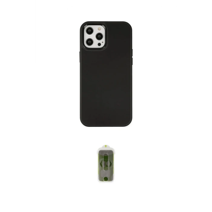 ieg™ iPhone 12 Pro Max Kılıf Çekirdek Çizgi - Siyah Joko Magic 5D Hayalet Cam