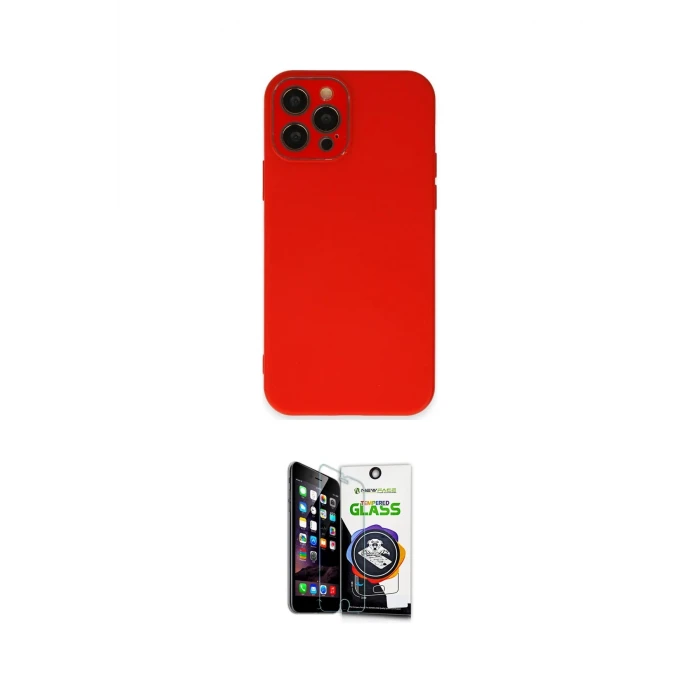 ieg™ iPhone 12 Pro Max Kılıf Çekirdek Modern Serisi - Şeffaf Temperli Cam Ekran Koruyucu
