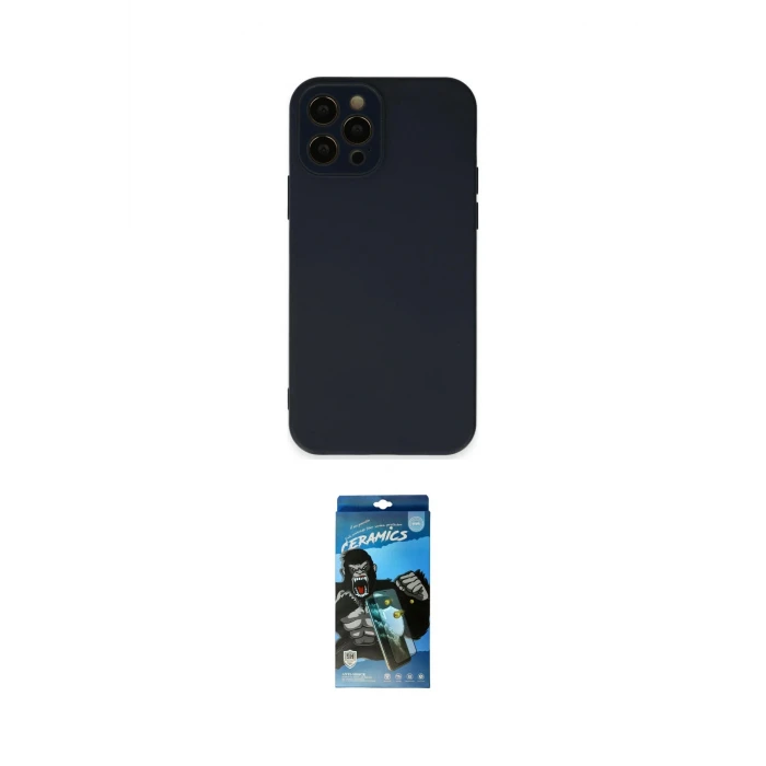 ieg™ iPhone 12 Pro Max Kılıf Çekirdek Modern Serisi - Siyah 34D Izgaralı Cam