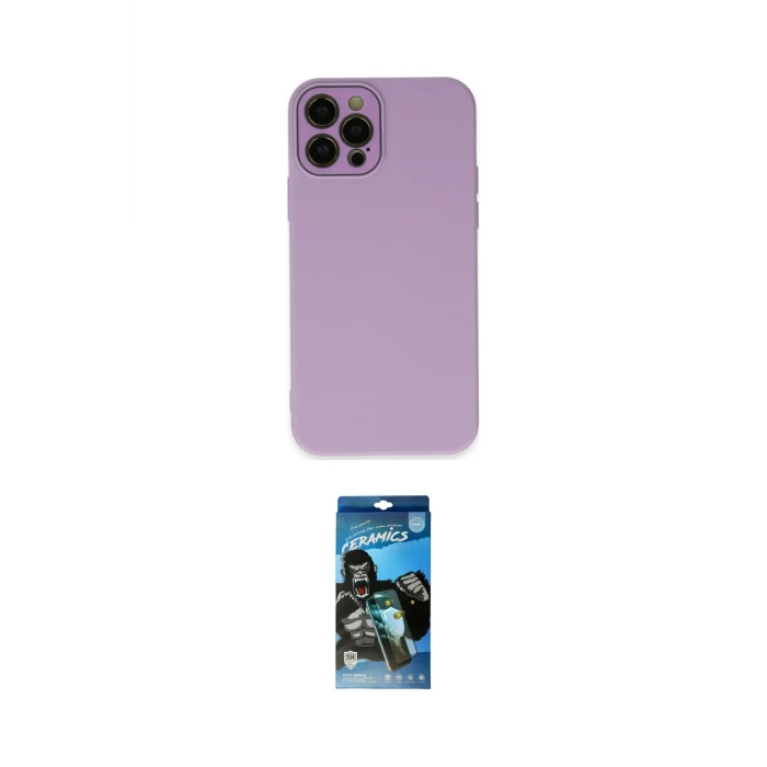 ieg™ iPhone 12 Pro Max Kılıf Çekirdek Modern Serisi - Siyah 34D Izgaralı Cam