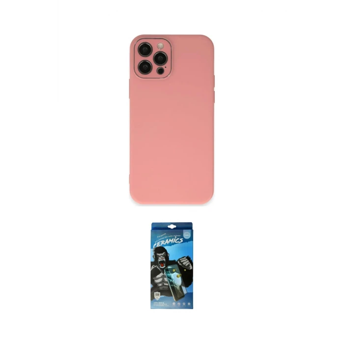 ieg™ iPhone 12 Pro Max Kılıf Çekirdek Modern Serisi - Siyah 34D Izgaralı Cam