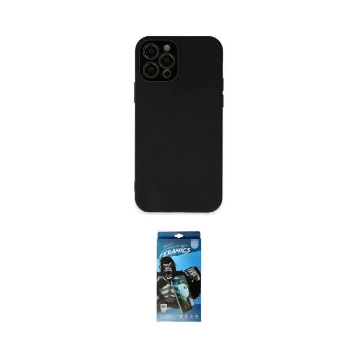 ieg™ iPhone 12 Pro Max Kılıf Çekirdek Modern Serisi - Siyah 34D Izgaralı Cam