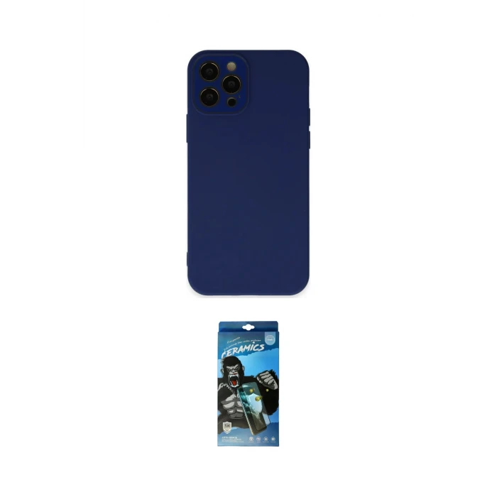 ieg™ iPhone 12 Pro Max Kılıf Çekirdek Modern Serisi - Siyah 34D Izgaralı Cam