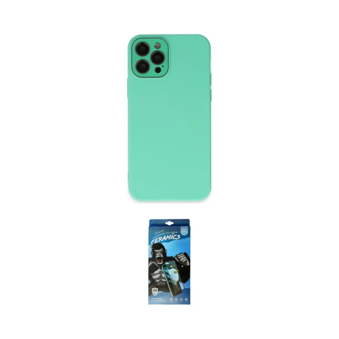ieg™ iPhone 12 Pro Max Kılıf Çekirdek Modern Serisi - Siyah 34D Izgaralı Cam