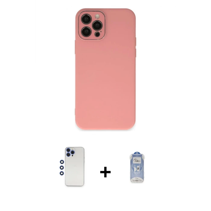 ieg™ iPhone 12 Pro Max Kılıf Çekirdek Modern Serisi - Siyah Joko Magic 5D Cam + Shine Kamera Lens - LT