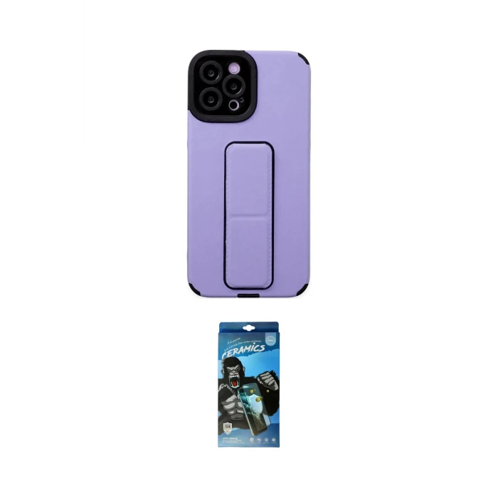 ieg™ iPhone 12 Pro Max Kılıf Çekirdek Yansıma - Siyah 34D Izgaralı Cam