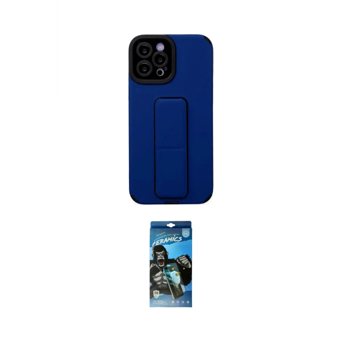 ieg™ iPhone 12 Pro Max Kılıf Çekirdek Yansıma - Siyah 34D Izgaralı Cam