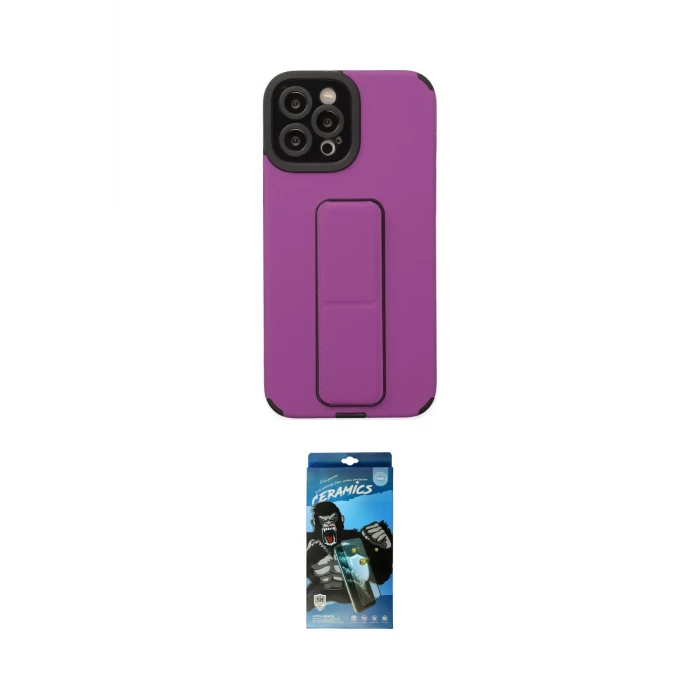 ieg™ iPhone 12 Pro Max Kılıf Çekirdek Yansıma - Siyah 34D Izgaralı Cam