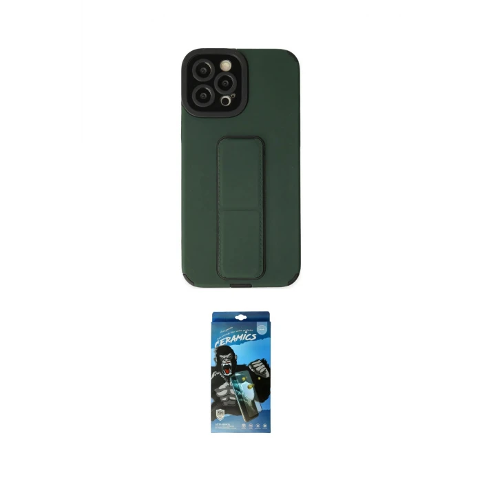 ieg™ iPhone 12 Pro Max Kılıf Çekirdek Yansıma - Siyah 34D Izgaralı Cam
