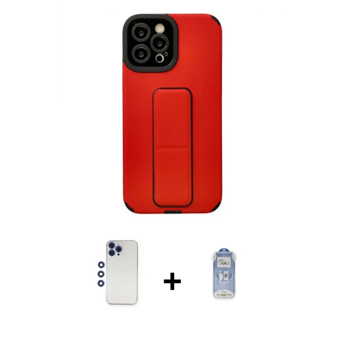 ieg™ iPhone 12 Pro Max Kılıf Çekirdek Yansıma - Siyah Joko Magic 5D Cam + Shine Kamera Lens - LT
