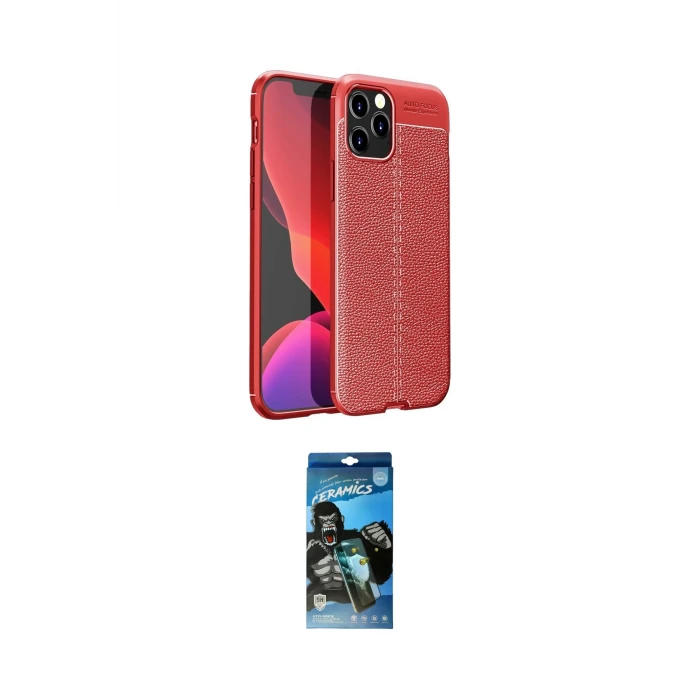 ieg™ iPhone 12 Pro Max Kılıf Doruk Klasik Özel Seri - Siyah 34D Izgaralı Cam