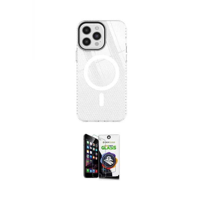 ieg™ iPhone 12 Pro Max Kılıf Doruk Prime - Şeffaf Temperli Cam Ekran Koruyucu