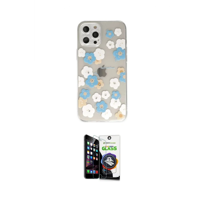 ieg™ iPhone 12 Pro Max Kılıf Eksen Asil Prime - Şeffaf Temperli Cam Ekran Koruyucu