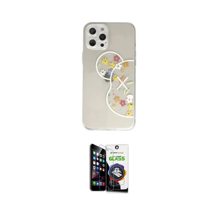 ieg™ iPhone 12 Pro Max Kılıf Eksen Asil Prime - Şeffaf Temperli Cam Ekran Koruyucu