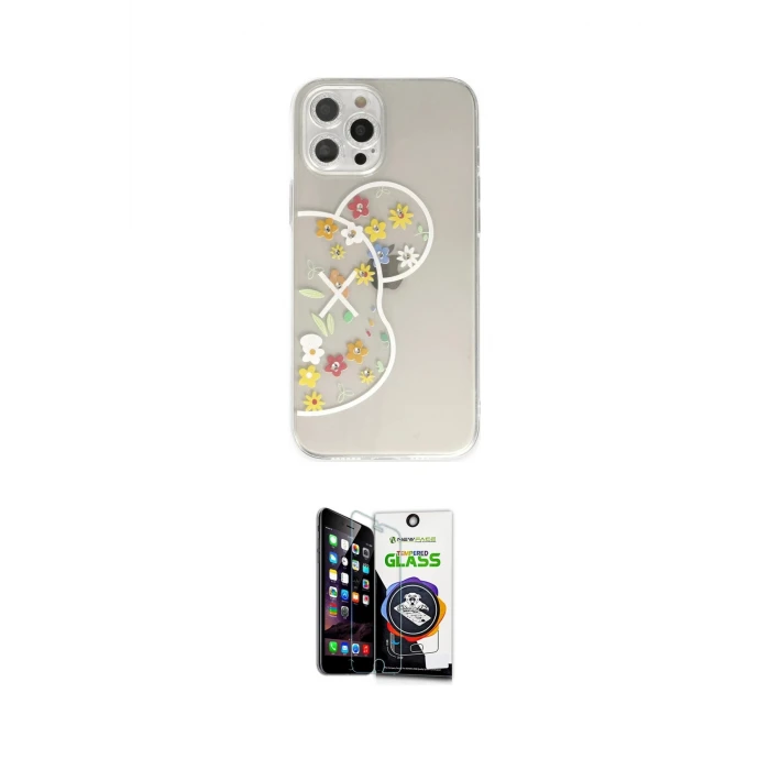 ieg™ iPhone 12 Pro Max Kılıf Eksen Asil Prime - Şeffaf Temperli Cam Ekran Koruyucu