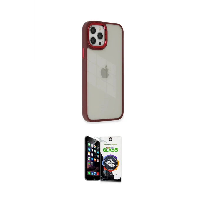 ieg™ iPhone 12 Pro Max Kılıf Eksen Doku Prime - Şeffaf Temperli Cam Ekran Koruyucu