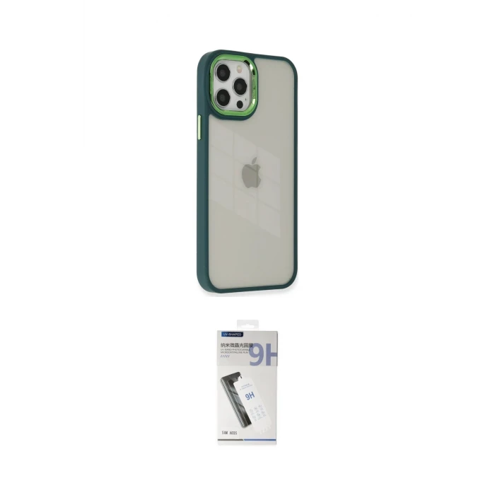 ieg™ iPhone 12 Pro Max Kılıf Eksen Doku Prime - Şeffaf Uv Polymer Nano Ekran Koruyucu