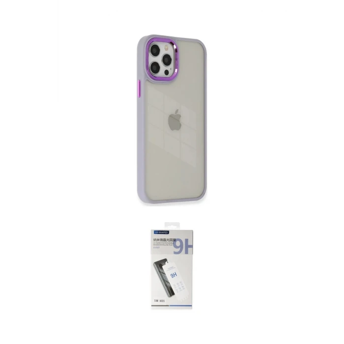 ieg™ iPhone 12 Pro Max Kılıf Eksen Doku Prime - Şeffaf Uv Polymer Nano Ekran Koruyucu