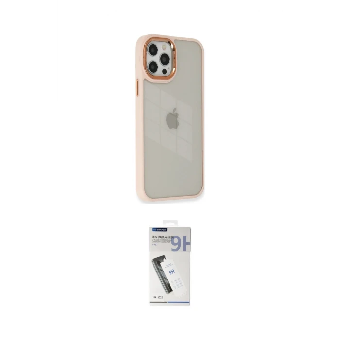 ieg™ iPhone 12 Pro Max Kılıf Eksen Doku Prime - Şeffaf Uv Polymer Nano Ekran Koruyucu