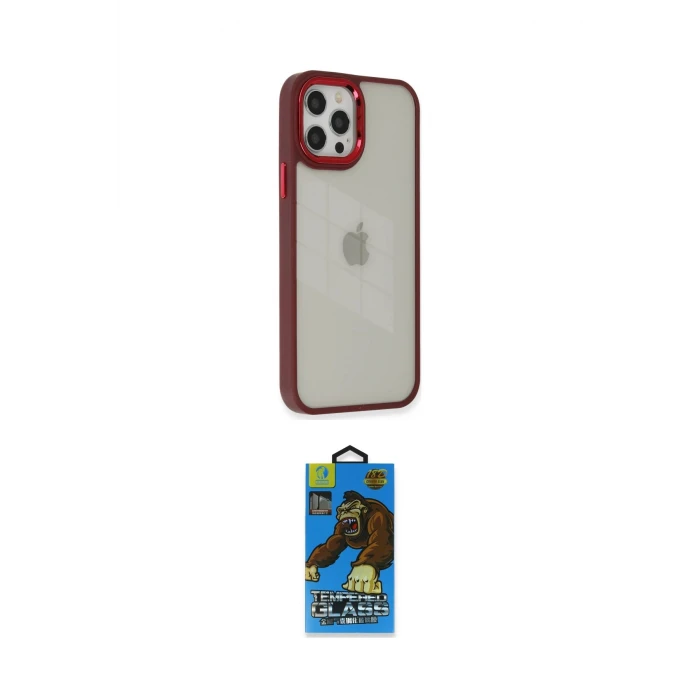 ieg™ iPhone 12 Pro Max Kılıf Eksen Doku Prime - Siyah 18D Cam Ekran Koruyucu