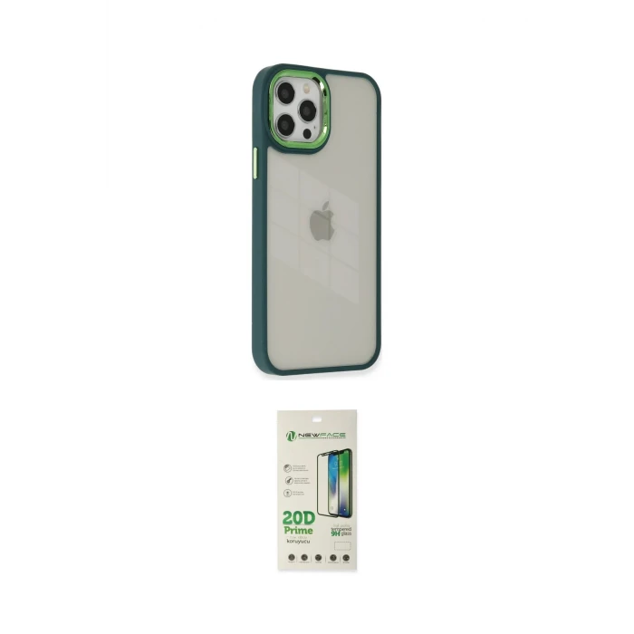 ieg™ iPhone 12 Pro Max Kılıf Eksen Doku Prime - Siyah 20D Premium Cam Ekran Koruyucu