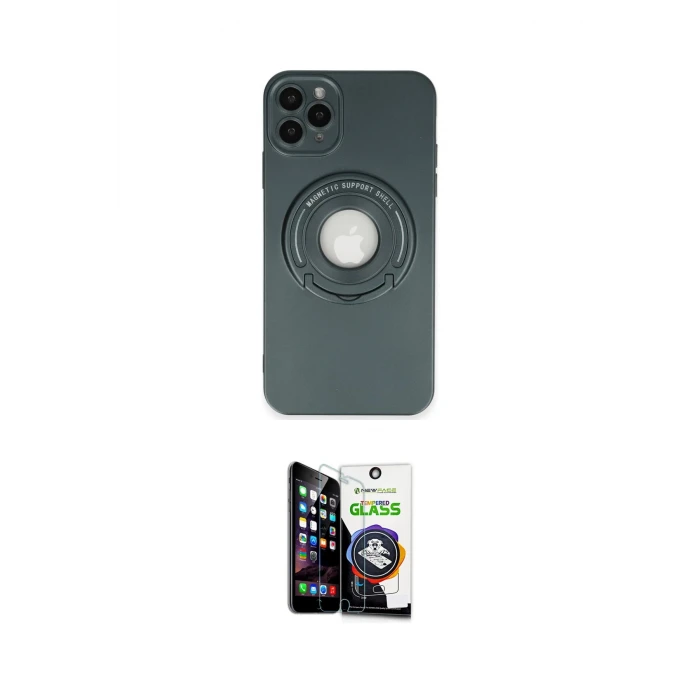ieg™ iPhone 12 Pro Max Kılıf Eksen Klasik Prime - Şeffaf Temperli Cam Ekran Koruyucu