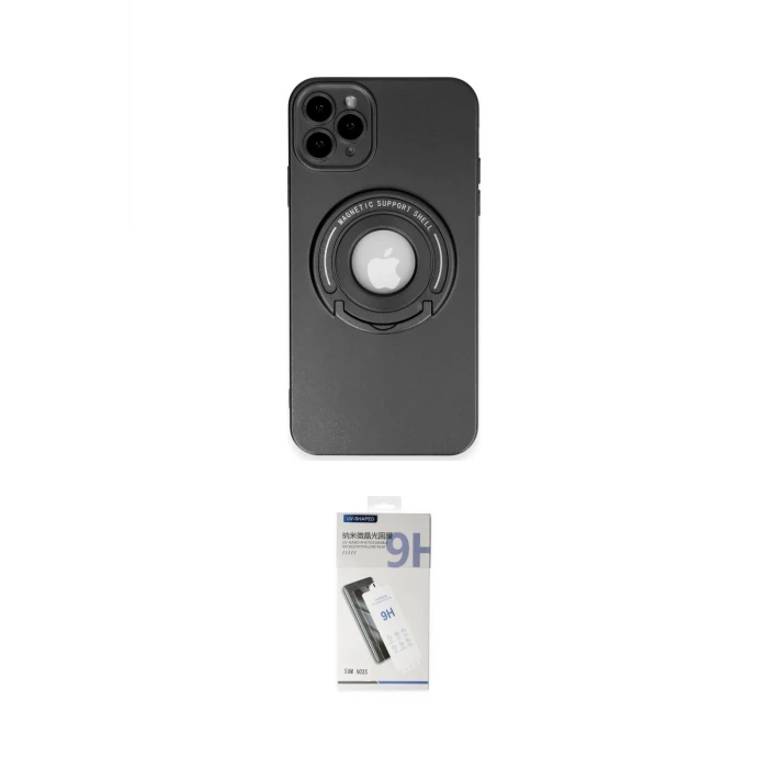 ieg™ iPhone 12 Pro Max Kılıf Eksen Klasik Prime - Şeffaf Uv Polymer Nano Ekran Koruyucu