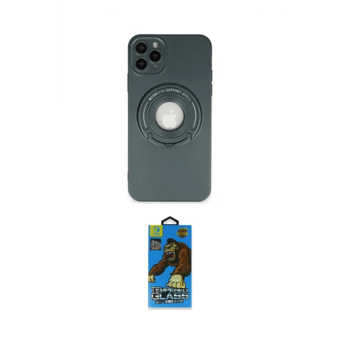ieg™ iPhone 12 Pro Max Kılıf Eksen Klasik Prime - Siyah 18D Cam Ekran Koruyucu