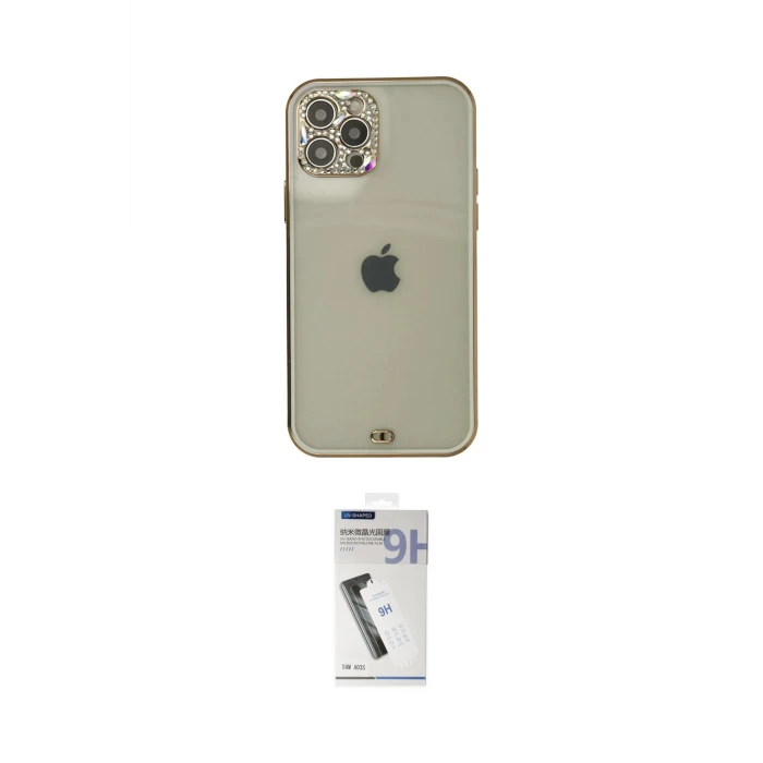 ieg™ iPhone 12 Pro Max Kılıf Eksen Minimal Koleksiyonu - Şeffaf Uv Polymer Nano Ekran Koruyucu