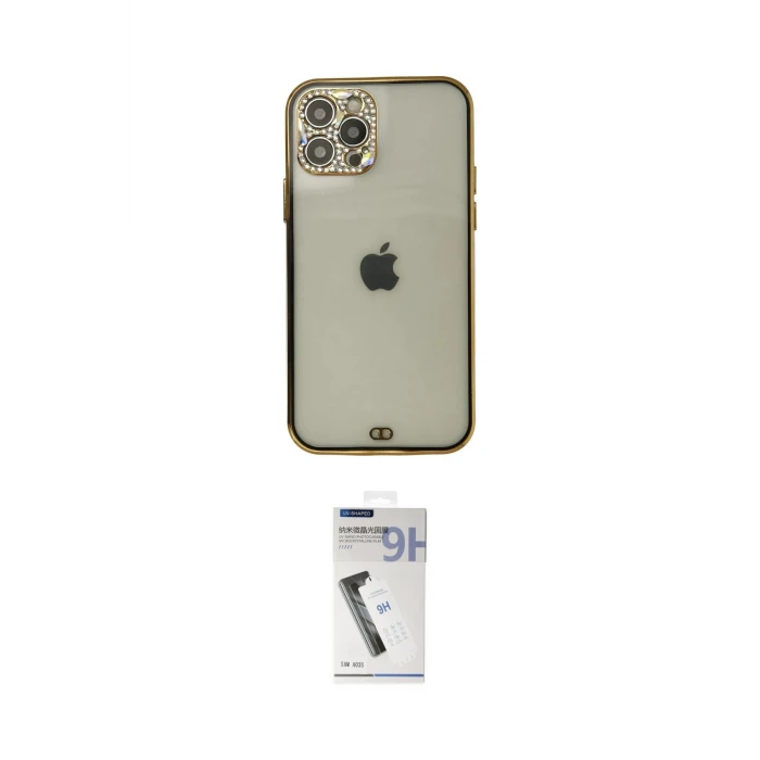 ieg™ iPhone 12 Pro Max Kılıf Eksen Minimal Koleksiyonu - Şeffaf Uv Polymer Nano Ekran Koruyucu