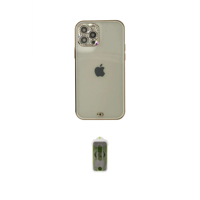 ieg™ iPhone 12 Pro Max Kılıf Eksen Minimal Koleksiyonu - Siyah Joko Magic 5D Hayalet Cam
