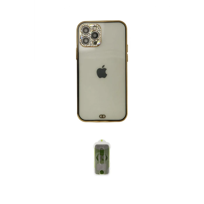 ieg™ iPhone 12 Pro Max Kılıf Eksen Minimal Koleksiyonu - Siyah Joko Magic 5D Hayalet Cam