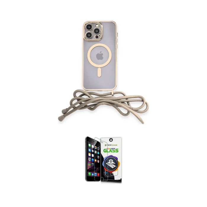 ieg™ iPhone 12 Pro Max Kılıf Eksen Özel Seri - Şeffaf Temperli Cam Ekran Koruyucu