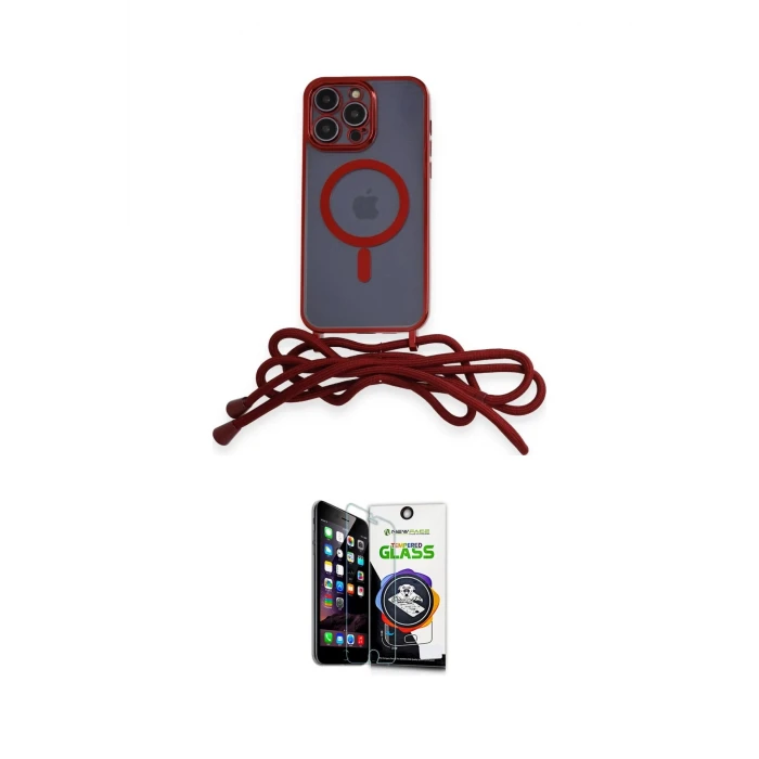 ieg™ iPhone 12 Pro Max Kılıf Eksen Özel Seri - Şeffaf Temperli Cam Ekran Koruyucu