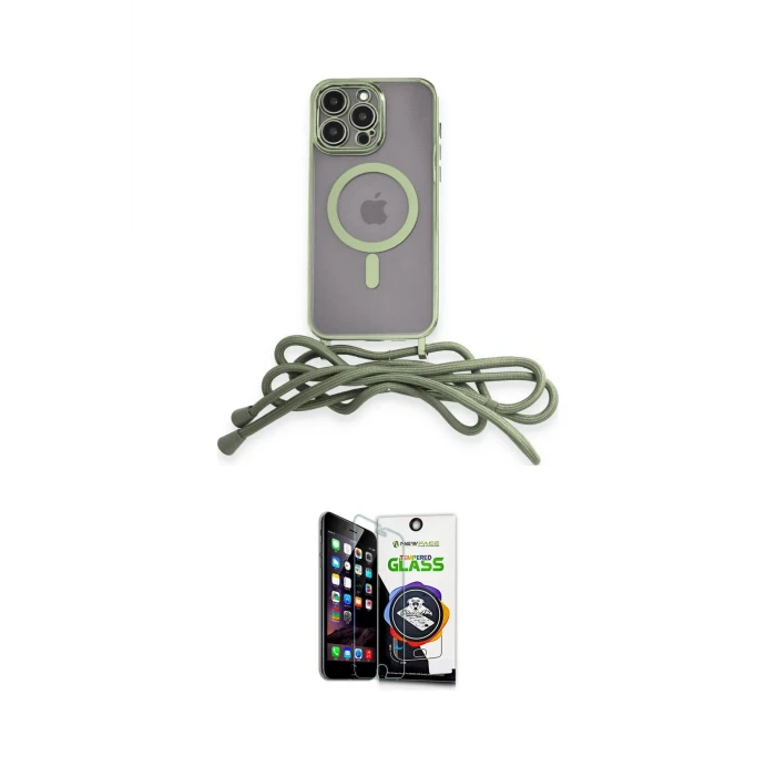 ieg™ iPhone 12 Pro Max Kılıf Eksen Özel Seri - Şeffaf Temperli Cam Ekran Koruyucu