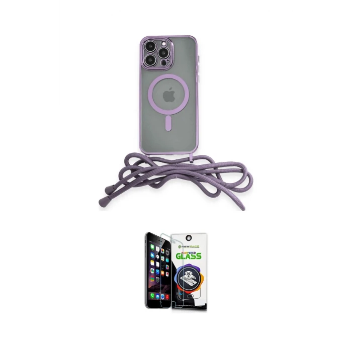 ieg™ iPhone 12 Pro Max Kılıf Eksen Özel Seri - Şeffaf Temperli Cam Ekran Koruyucu