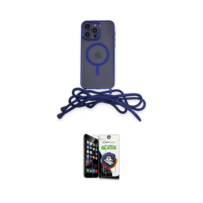 ieg™ iPhone 12 Pro Max Kılıf Eksen Özel Seri - Şeffaf Temperli Cam Ekran Koruyucu