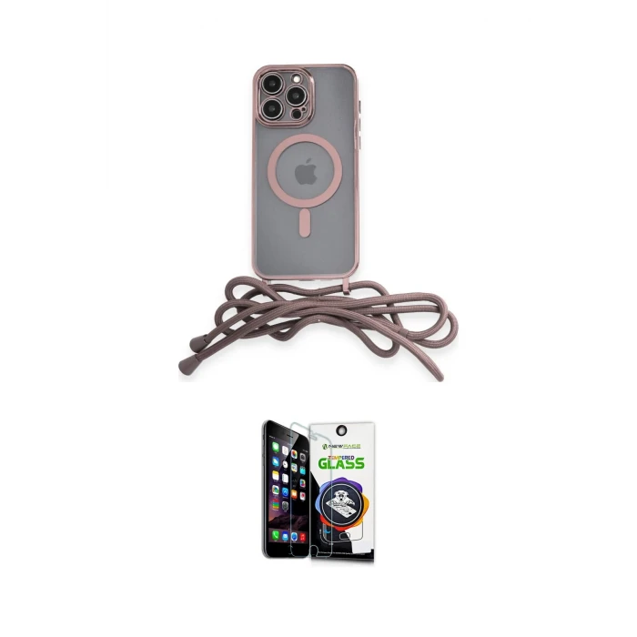 ieg™ iPhone 12 Pro Max Kılıf Eksen Özel Seri - Şeffaf Temperli Cam Ekran Koruyucu
