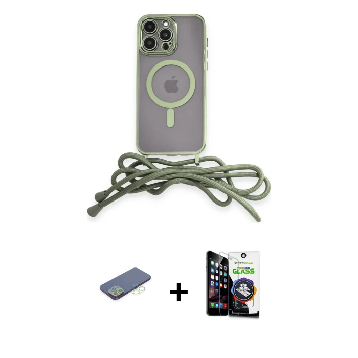 ieg™ iPhone 12 Pro Max Kılıf Eksen Özel Seri - Şeffaf Temperli Cam Ekran Koruyucu + Renkli Kamera Lens Koruma Cam - YL
