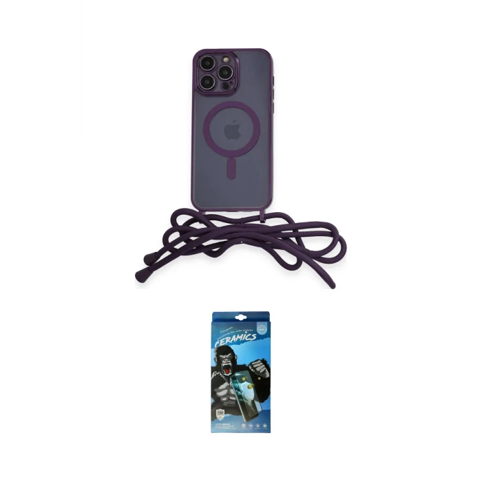 ieg™ iPhone 12 Pro Max Kılıf Eksen Özel Seri - Siyah 34D Izgaralı Cam