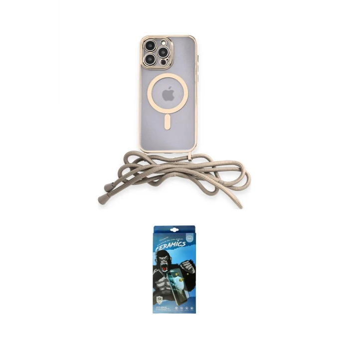 ieg™ iPhone 12 Pro Max Kılıf Eksen Özel Seri - Siyah 34D Izgaralı Cam