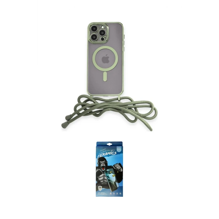 ieg™ iPhone 12 Pro Max Kılıf Eksen Özel Seri - Siyah 34D Izgaralı Cam