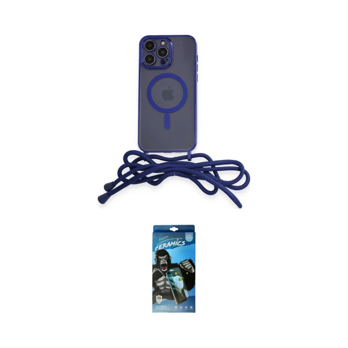 ieg™ iPhone 12 Pro Max Kılıf Eksen Özel Seri - Siyah 34D Izgaralı Cam