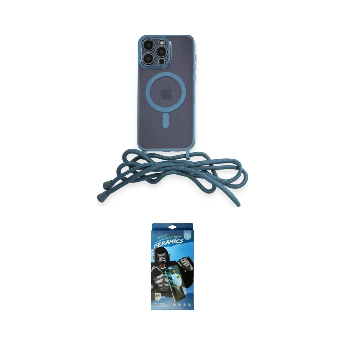 ieg™ iPhone 12 Pro Max Kılıf Eksen Özel Seri - Siyah 34D Izgaralı Cam