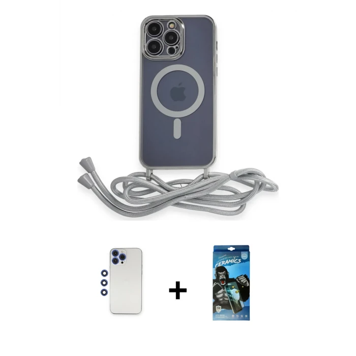 ieg™ iPhone 12 Pro Max Kılıf Eksen Özel Seri - Siyah 34D Izgaralı Cam + Shine Kamera Lens - LT
